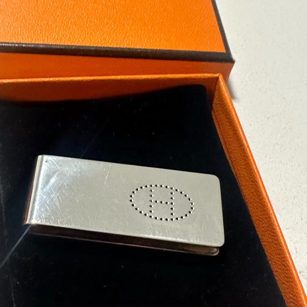 Hermes Sterling Silver Men's H Logo Money Clip
